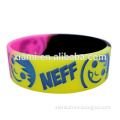 new product new design three color concave words debossed lovely kid wide silicone bracelet maker